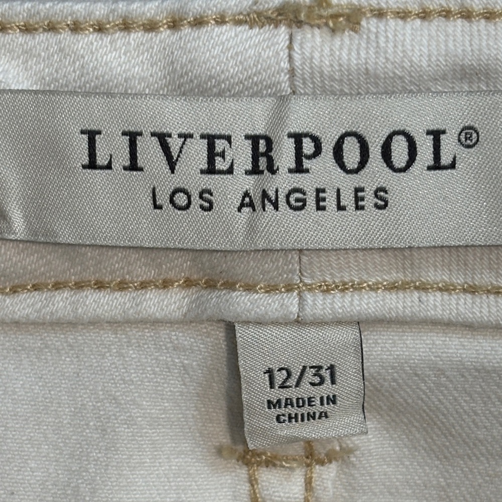 Liverpool Los Angeles Wide Leg Jeans High Rise Button Fly Denim Cream Size 12 - Picture 6 of 10